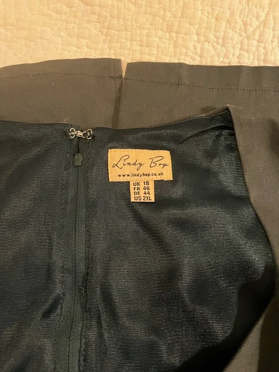 Lindy Bop dark green cotton wiggle dress UK18 US14 EUC - Picture 8 of 8